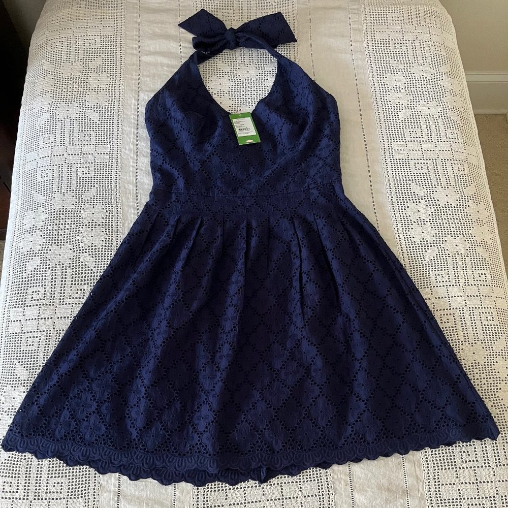 NEW with tags Lilly Pulitzer Ross Dress navy eyelet women’s size 12